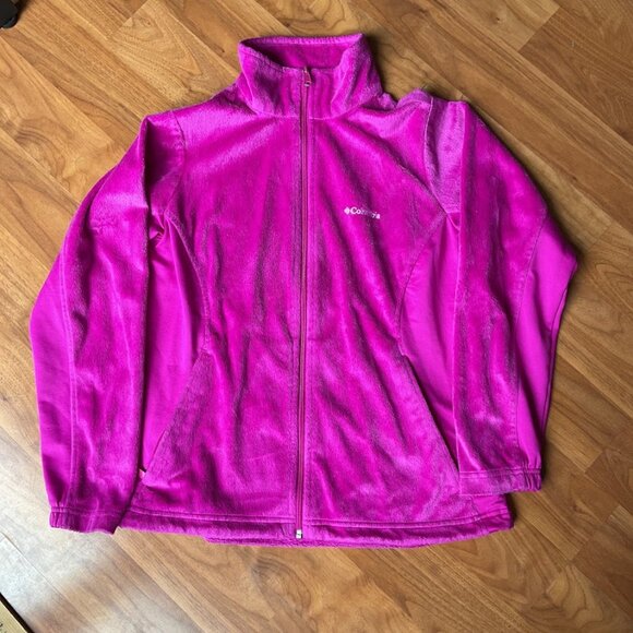 Columbia Women’s Pink Omni Heat Zip Front Fleece Jacket Size Medium - Picture 1 of 11